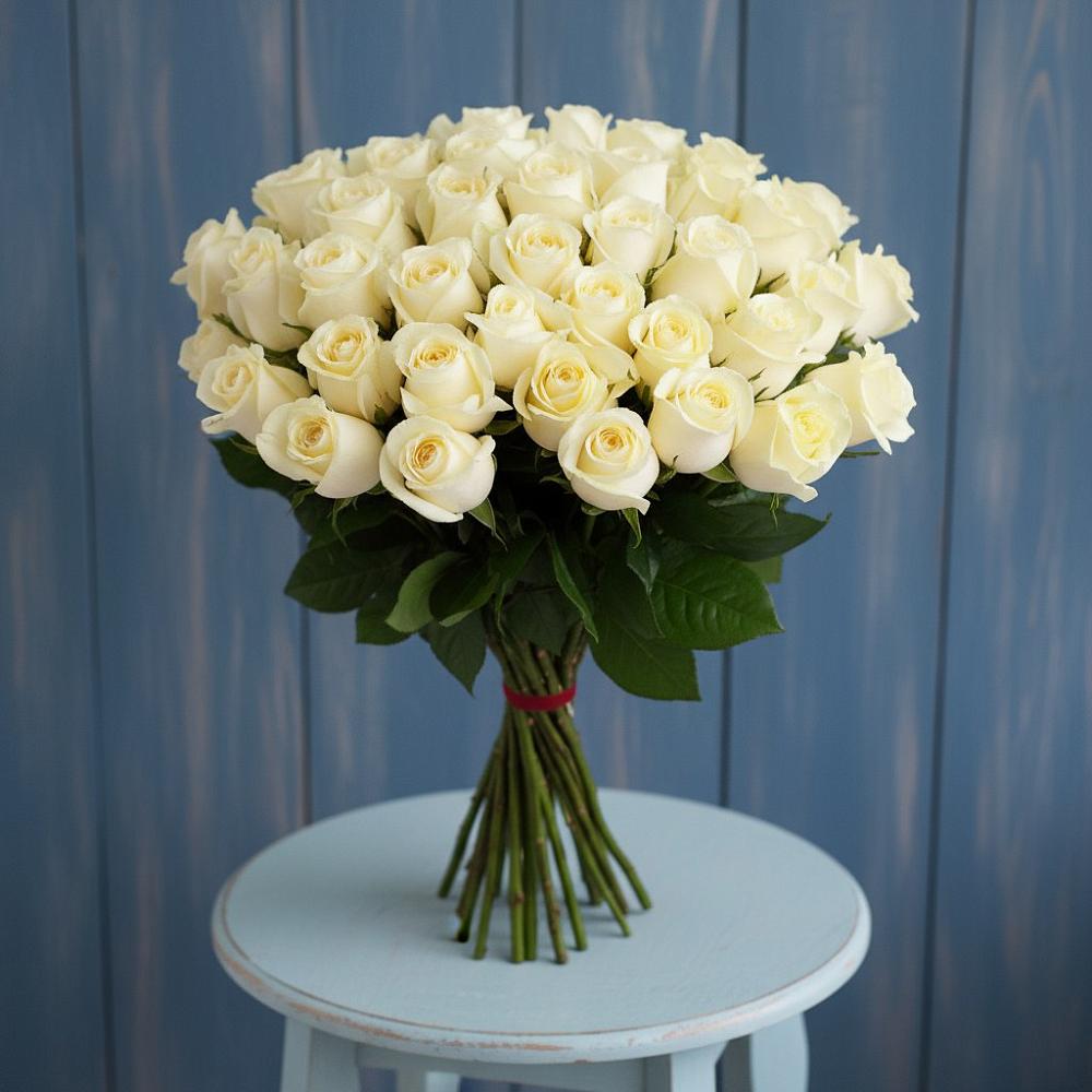Букет 51 Белая роза Эдлесс Лав в Алуште