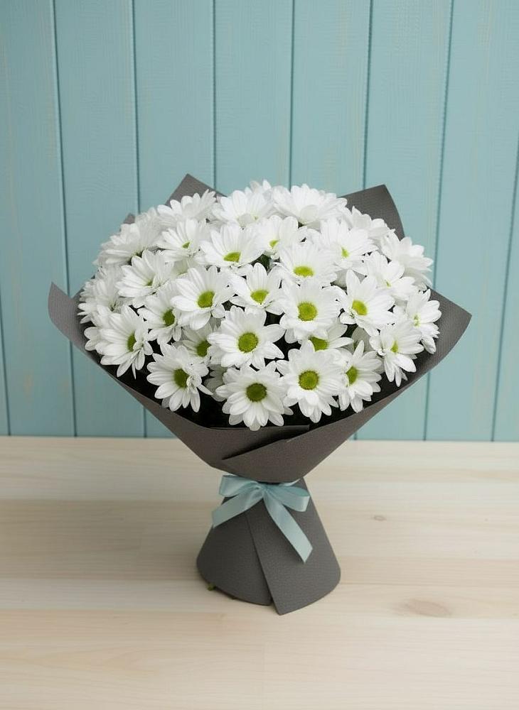 Букет белые хризантемы в Алуште Букет цветов из: Хризантемы в Алуште