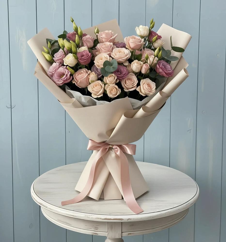 Букет цветов из: Розы и Лизиантусы в Алуште