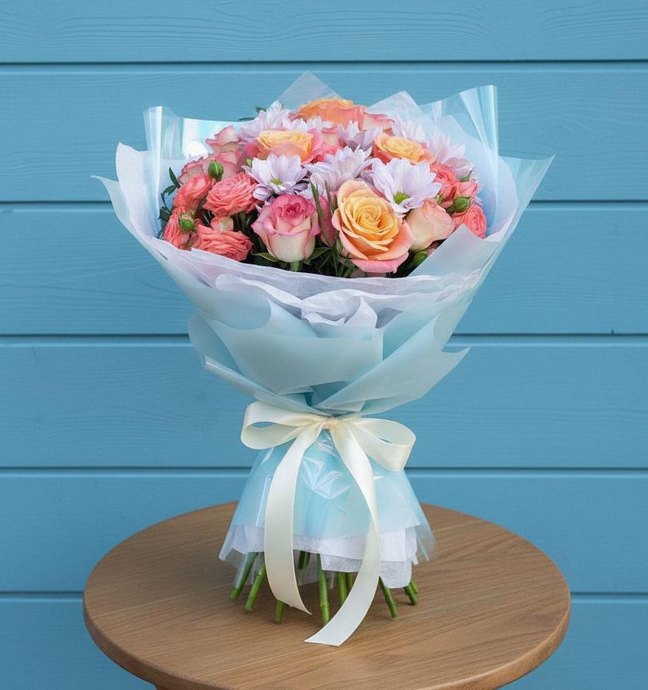 Букет цветов из: Хризантемы и Розы в Алуште